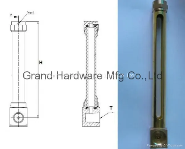 Male Thread Brass Tube Oil Level Indicator,OIL SIGHT GAUGE FOR HORIZONTAL DRUM photo-3