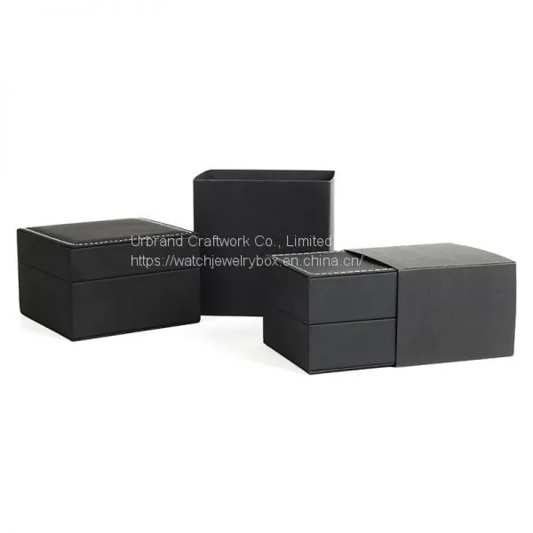 Wholesale Elegant Rectangle Small Black Leather Custom Luxury Watch Packaging Box Gift Box With Custom Logo on Sale photo-3