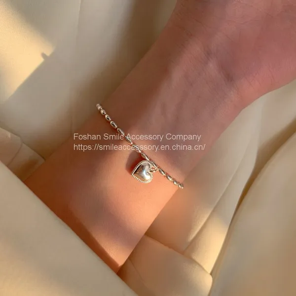 925 Silver Heart Pendant Bracelet photo-2