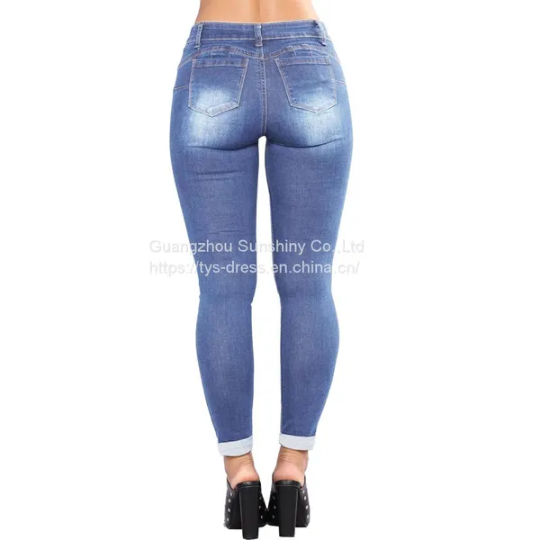 Women's New Style European and American Ripped Slim-fit Buttocks-lifting Jeans photo-5
