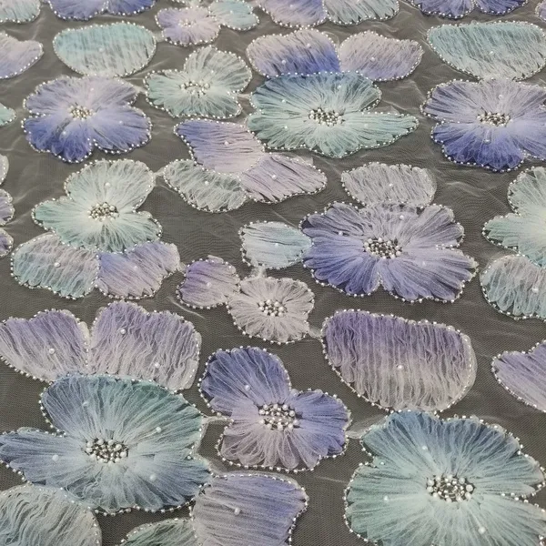 XW5296 Novel Designs Tape Embroidery Ribbon Lace Fabric With Beads Bridal Fabric photo-4