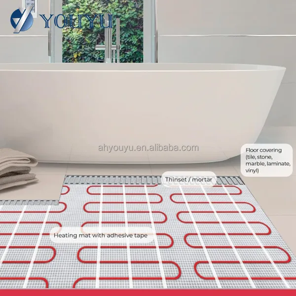 Single Core Floor Heating Mat Easy Installation Electric Underfloor Heating System Out Doors Heating Mats for Concrete