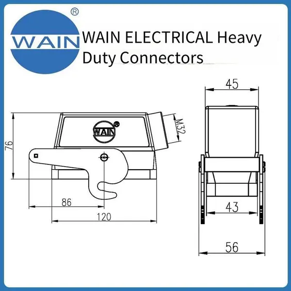 Weien Wain Heavy-duty Connector H24b-seh-1l/c-m32 Metal 24b Shell Rectangular Connector Aviation Plug photo-3