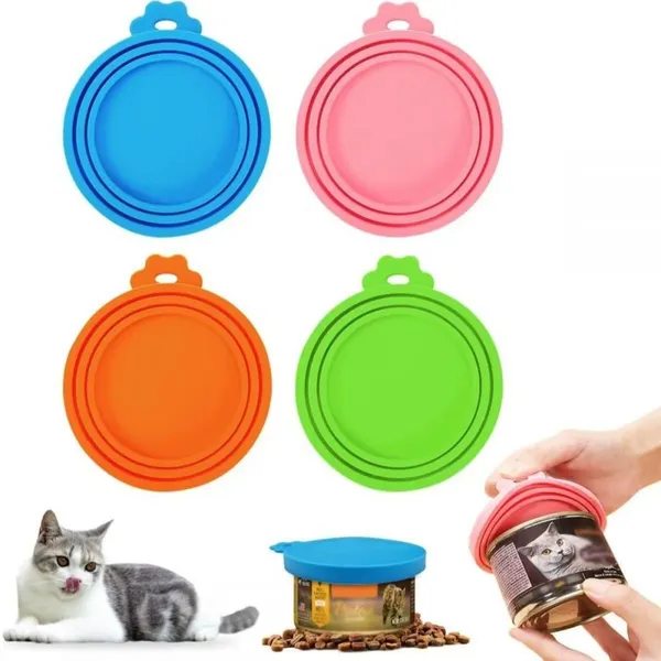 Silicone Pet Food Can Lids With Spoon Set, Reusable Universal Sealing Cover Fit Standard Dog and Cat Wet Food Cans, BPA-Free Freshness Keeper