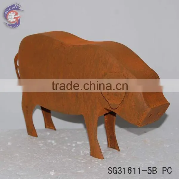 Metal Animal Ornaments of Rusty Pig for Home Decor photo-2