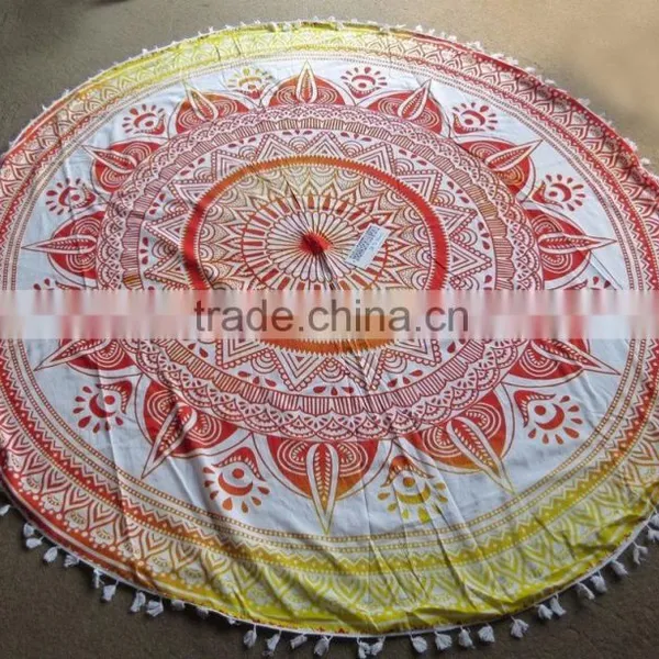 Indian Mandala Round Beach Towel Roundie Pareo Turkish Towel photo-3