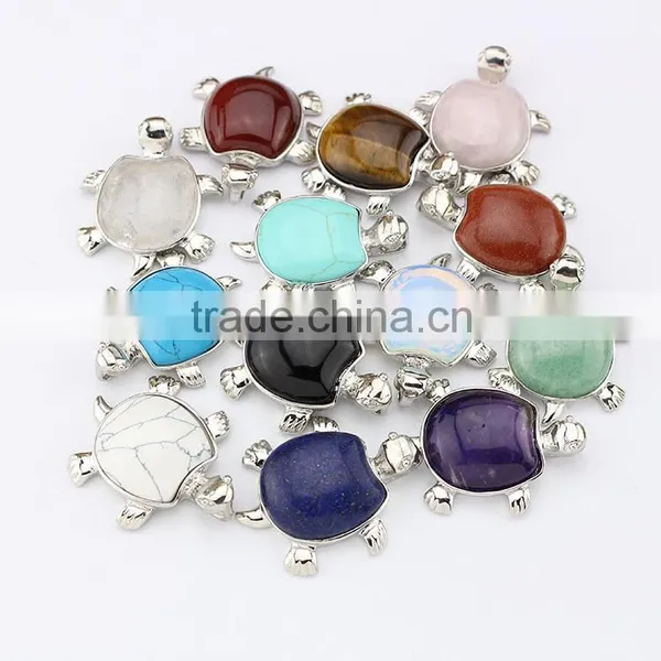 JF6878 Lovely Colourful Gemstone Pave Tortoise Turtle Charm Pendant photo-2