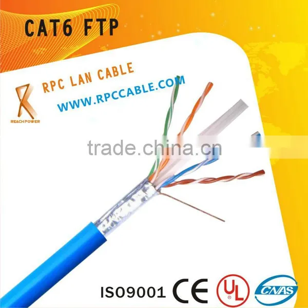 4*2*0.4CCA Cat6 FTP Copper Coated Alumium Indoor Fire-retardant,low Smoke Non-toxic, Water-proof,sewer,overhead Lan Cable