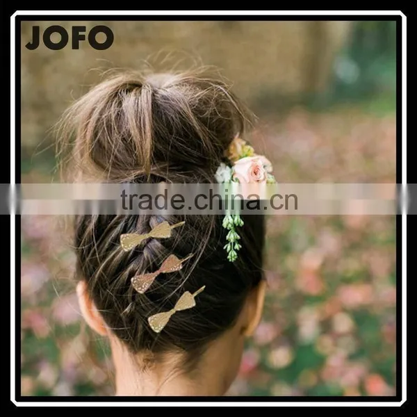Korea Design Sweet Style Golden Bowtie Hairpin For Women and Girl