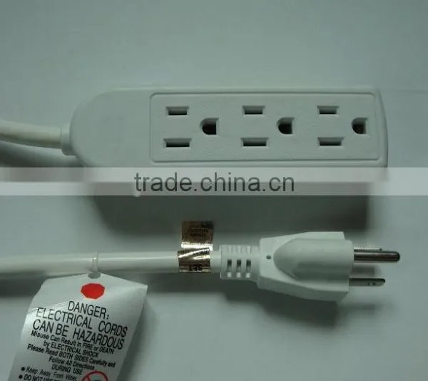 USA 3 Outlets Power Cords With UL Listed 6 Feet White Color