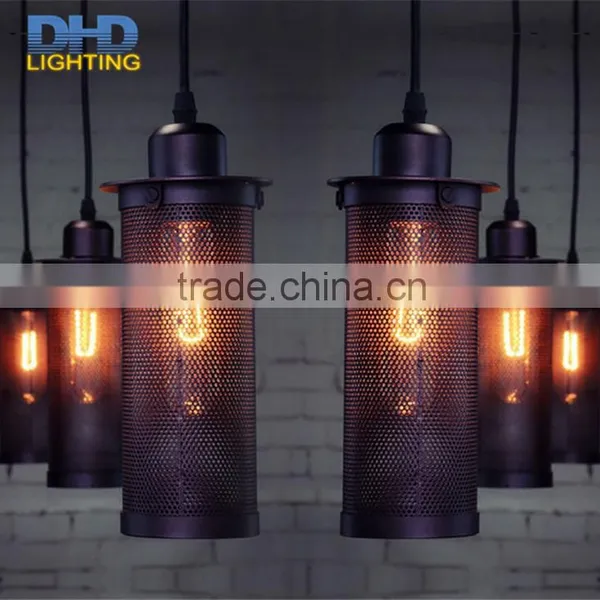 RH Black Factory Filament Metal Shade Industrial Caged Filament Edison Pendant Lamps