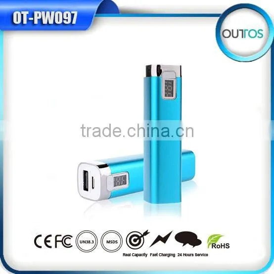 Portable Stick Aluminium Rohs Power Bank Charger 2600mah With LCD Display photo-3