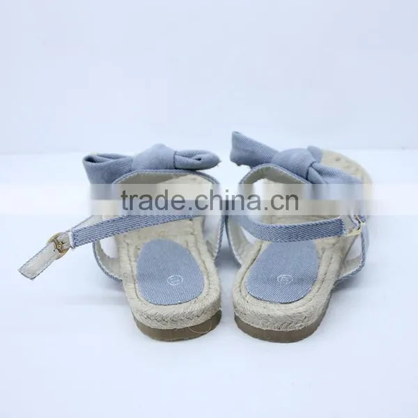 2016 Latest Lady Flat Sandal Shoes Comfortable Powderblue Sandal Shoes With Bowknot for Ladies photo-5