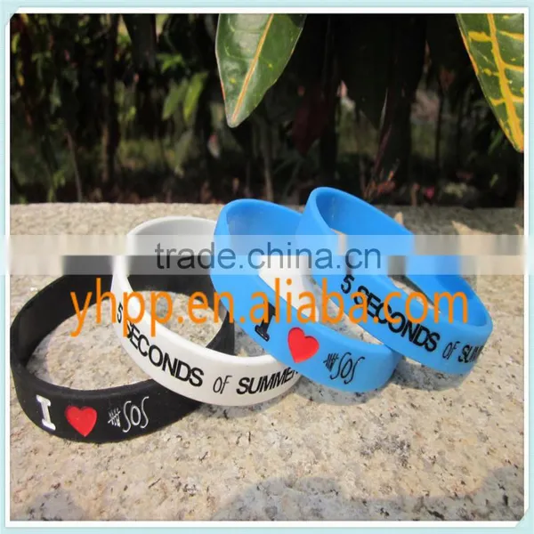 Custom I Love 5 SECONDS OF SUMMER Silicon Filled in Colour Wristband Bracelet photo-2