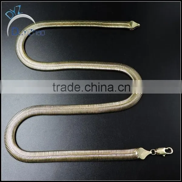Latest Hip Hop Plated Gold Men's Flat Snake Chains Necklace photo-3