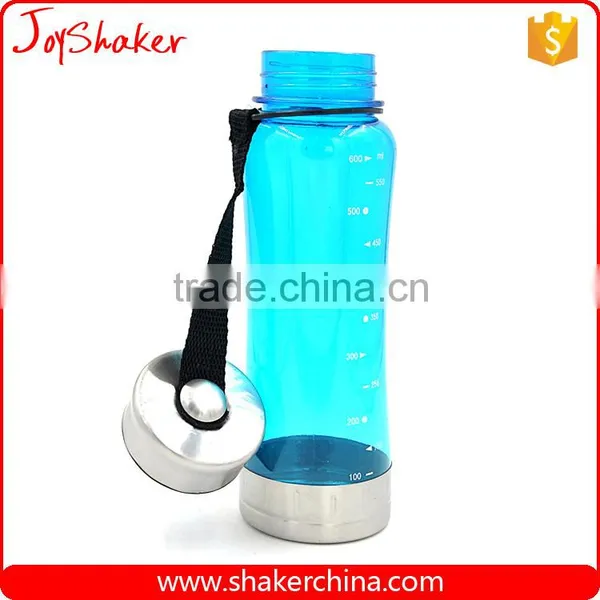 Blue Color BPA Free 650ML Plastic Water Bottle With Metal Lid photo-2