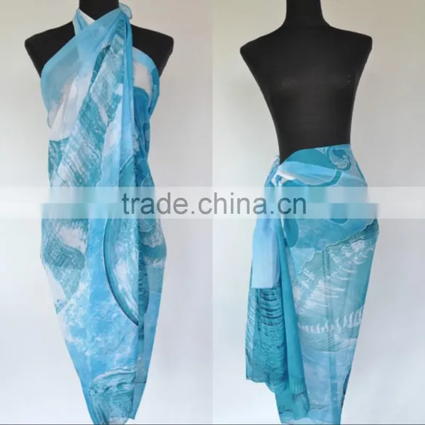 Fashionable Beach Pareo Sarong in 100% Polyester BP068 - With Audited Factory Quality Choice photo-5