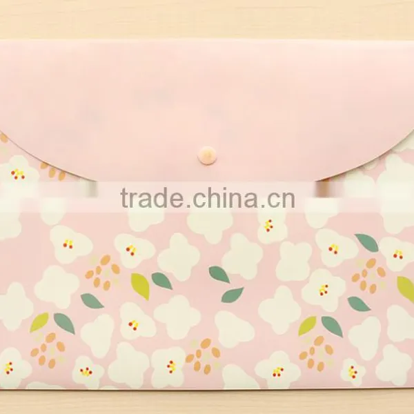Flower Printing PVC A4 Document Bag With Snap China Supplier photo-4