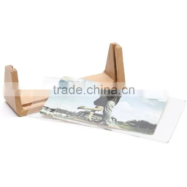 6 Inch Modern Minimalist Acrylic Wedding Photo Frame With U-shaped Wooden Base photo-5