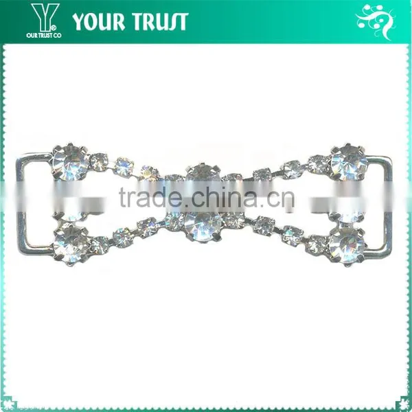 1.5MM 3MM Clear Cystal Rhinestone Flower Connector Rhodium Metal Belt Buckles photo-5