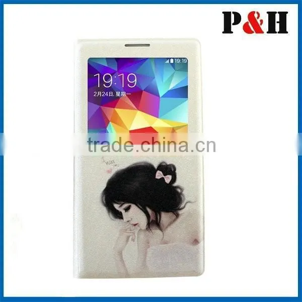 Window Touch Protective Leather Case for Galaxy S5, Side Flip PC+PU Leather Protective Case for Samsung Galaxy S5 photo-6