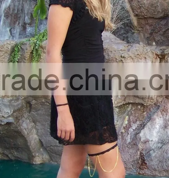 Women Gold Thigh Leg Metal Layers Tassel Chain Strand Fashion Body Jewelry photo-3