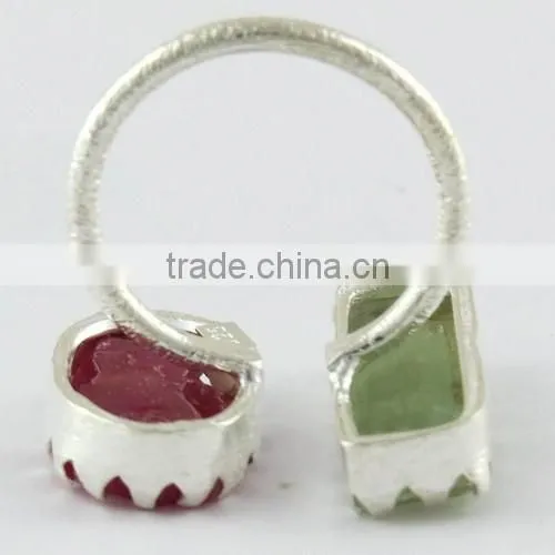 Rough Stone !! Prehnite & Ruby !! 925 Sterling Silver Gold Plated Ring, Gemstone Silver Jewellery Supplier, 925 Silver Jewellery photo-4