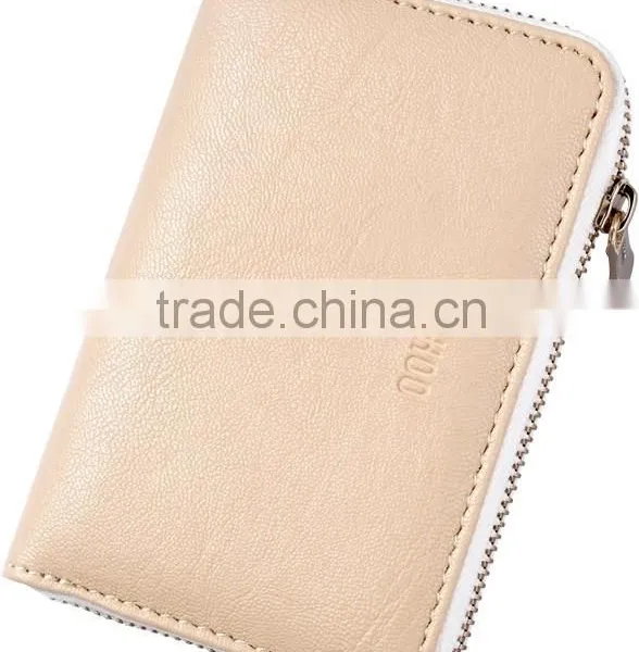 Leather Business Card Holder Credit Card Holder With Metal Zipper