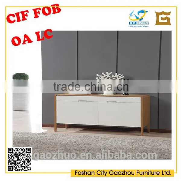 Elegant New Northern-european Solid Wood Structure White High Glossy Combined With Ash Veneered Side Cabinet