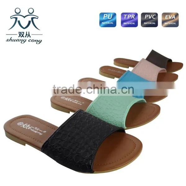 Malaysia Simple Style Hot Sale Summer Autumn PU Indoor Flat Slipper for Women photo-6