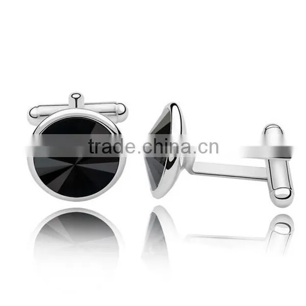 Europe High Polishing Cufflinks Silver Metal Copper Silver Cuff Link Crytsal for Men Shirts photo-3