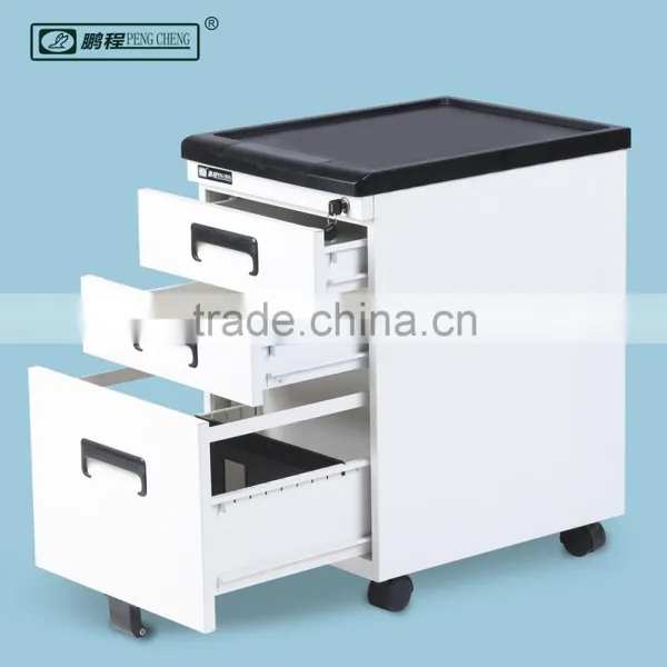 Hot Selling White Mobile Steel File Cabinet Keylock 3 Drawers