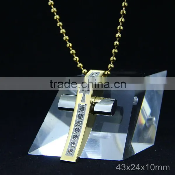 Silver Cubic Zircon Silver Stack Cross Pendant