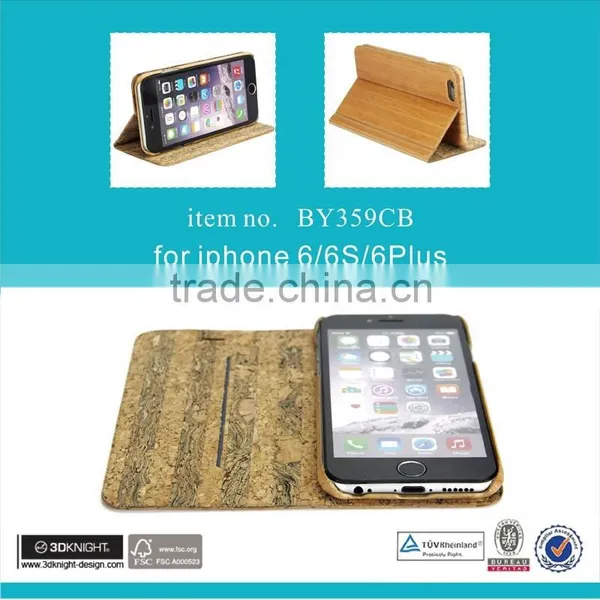 Mobile Phone Wooden Bamboo Wallet Flip Case for IPhone 6 6s photo-4