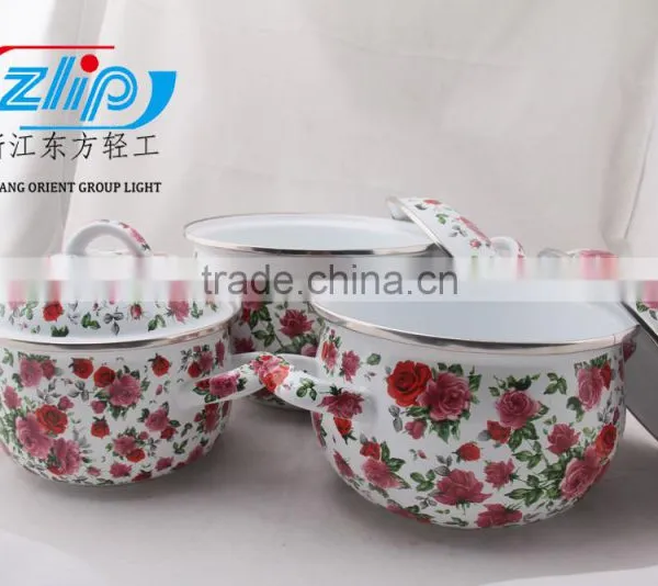3 PCS ENAMEL CASSEROLE FULL OF FLOWER photo-6