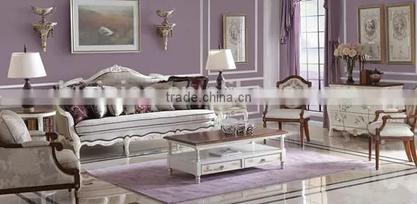 Mediterranean Style Living Room Furniture Set, Solid Wood Carved Sofa Couch Side Table, Leisure Living Room Sofa Set photo-3
