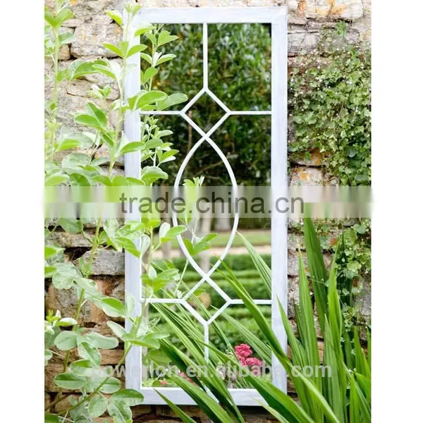 Beautifully Designed Tall Rectangular Metal Frame Garden Mirror