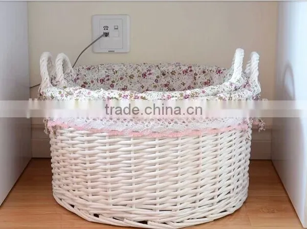 Wholesale Wicker Small Round Storage Home Decoration Baskets With Liner Small Willow Baskets for Baby photo-2