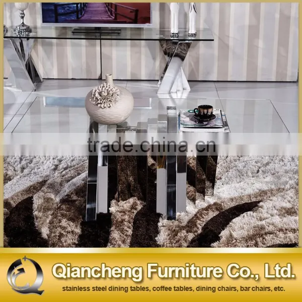 Modern Tempered Glass Stainless Steel Tea Table Coffee Table photo-3