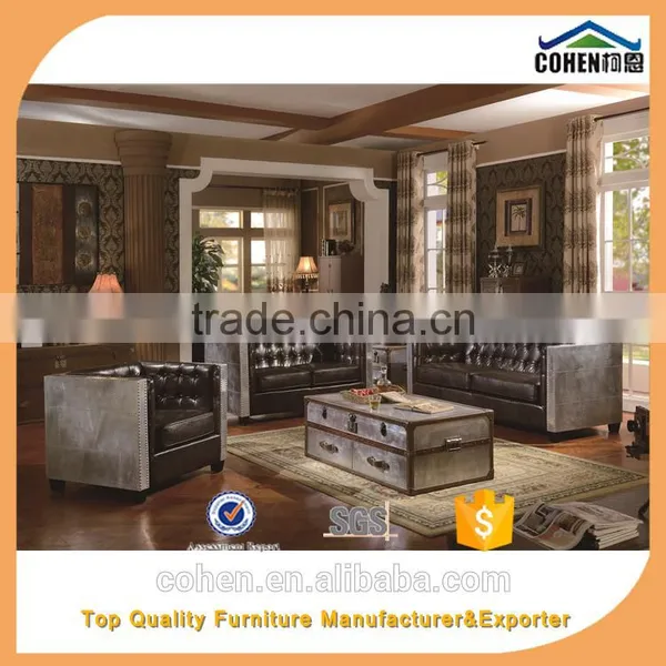 Jane European Style Cheap Living Room Furniture Design Center Table Trunk With Genuine Leather Covered photo-6