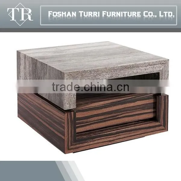 Luxury Fashionable Side Table With Natural Travertine Top photo-2