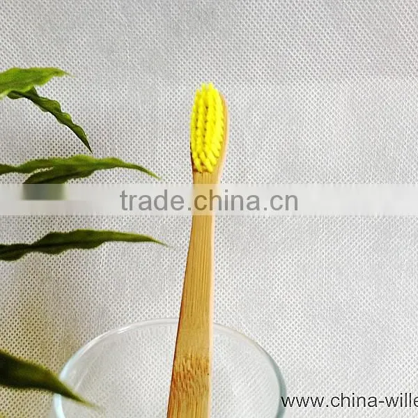Yellow Color Bamboo Toothbrush, Soft Bristle Toothbrush photo-2