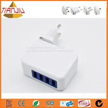 5В 4А зарядное устройство для стенки с 4 портами USB и заменяемыми вилками для розеток стандарта EU photo-3
