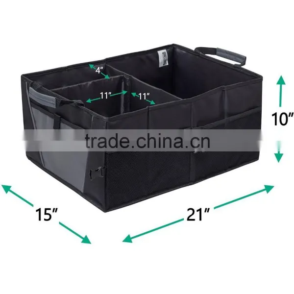 Storage Organizer Bin With Pockets - Portable Cargo Carrier Caddy for Car Truck SUV Van, 21 x 15 x 10 Folding Bag photo-3
