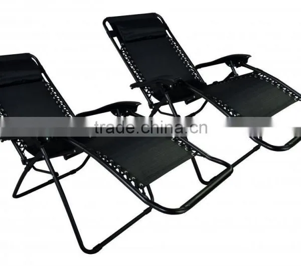 2 Pack Garden Folding Black Infinity Zero Gravity Lounge Chair