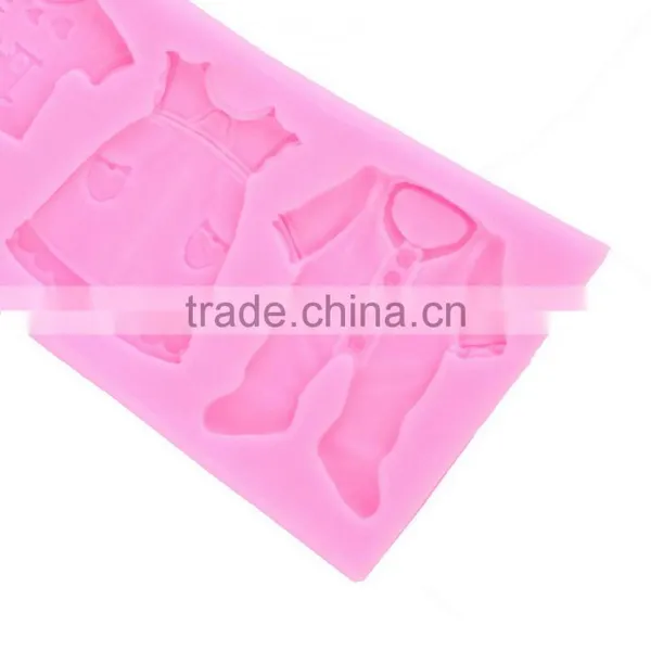 1 PC 2015 Pop 3D Baby Clothes Shower Silicone Mould Fondant Kitchen Cake Mold for Chocolate Baking Tool photo-5