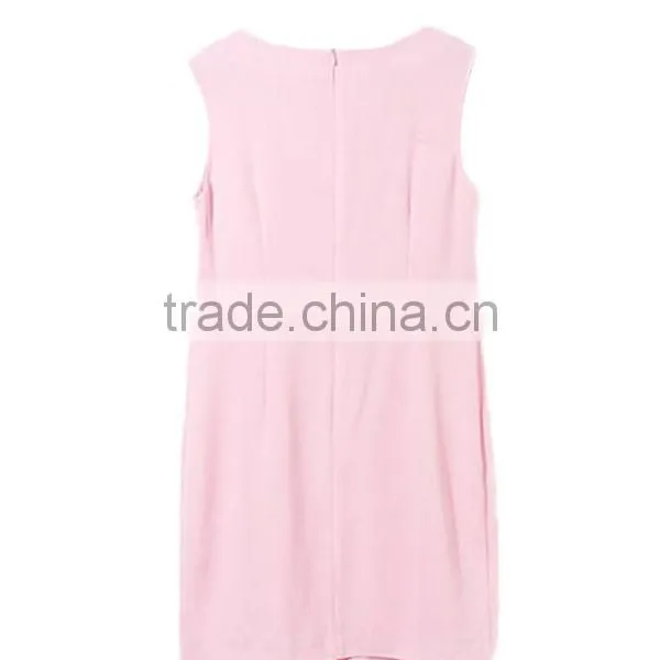 High Fahsion Stylish Sleeveless Round Beaded Flower Neck Design Pink Color Plus Size Women Clothing photo-3