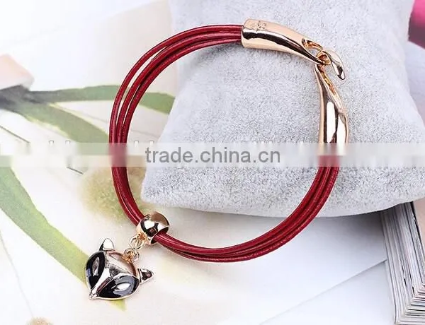 High Quality Gold Oval Clasp Leather Bracelet Multi Strand Leather Bracelet photo-2