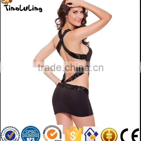 Latest Women Party Dress Black Sexy Lace Backless Mermaid Short Dress Lingerie Manufactuer photo-3