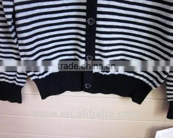 Thin Stripes Black and White Classic Cardigan Men's Button up Sweater photo-2